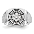 14k White Gold Mens Polished and Satin Round Cluster Halo Ring Mounting, Mounting Only - Sophia Jewelers