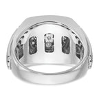 14k White Gold Mens Polished and Satin 3/4 Carat AA Diamond Round Cluster Halo Ring - Sophia Jewelers