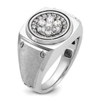 14k White Gold Mens Polished and Satin Round Cluster Halo Ring Mounting, Mounting Only - Sophia Jewelers
