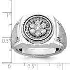 14k White Gold Mens Polished and Satin 3/4 Carat AA Diamond Round Cluster Halo Ring - Sophia Jewelers