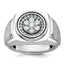 14k White Gold Mens Polished and Satin Round Cluster Halo Ring Mounting, Mounting Only - Sophia Jewelers