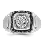 14k White Gold Men's Polished and Satin Halo Cluster Ring Mounting, Mounting Only - Sophia Jewelers