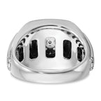 14k White Gold Men's Polished and Satin 3/4 Carat AA Quality Black and White Diamond Halo Cluster Ri - Sophia Jewelers