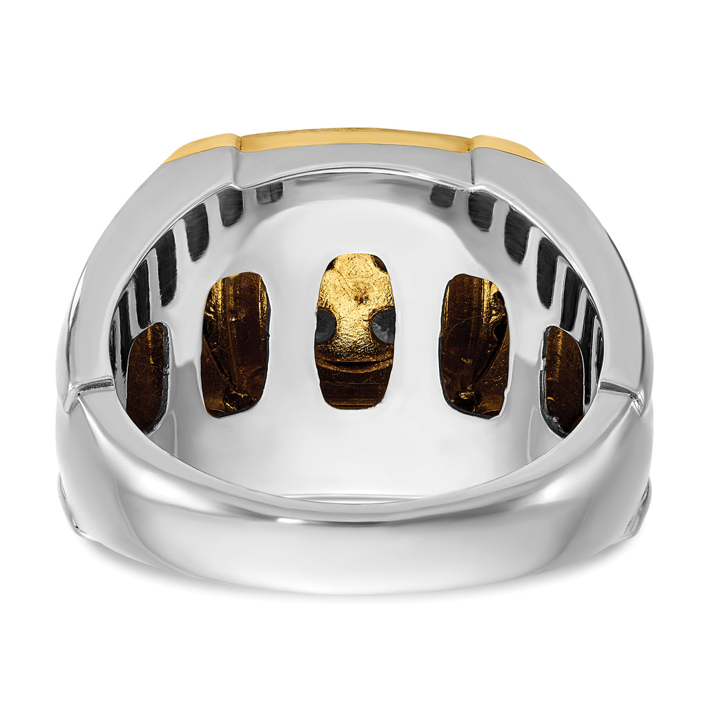 14k Two-tone Mens Polished Square Cluster Ring Mounting, Mounting Only - Sophia Jewelers