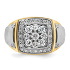 10k Two-tone Men's Polished and Satin 1 Carat A Quality Diamond Square Cluster Ring
