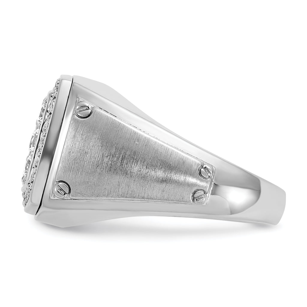 14k White Gold Mens Polished and Satin Square Cluster Halo Ring Mounting, Mounting Only - Sophia Jewelers