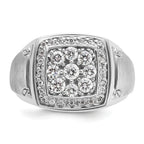 14k White Gold Mens Polished and Satin Square Cluster Halo Ring Mounting, Mounting Only - Sophia Jewelers