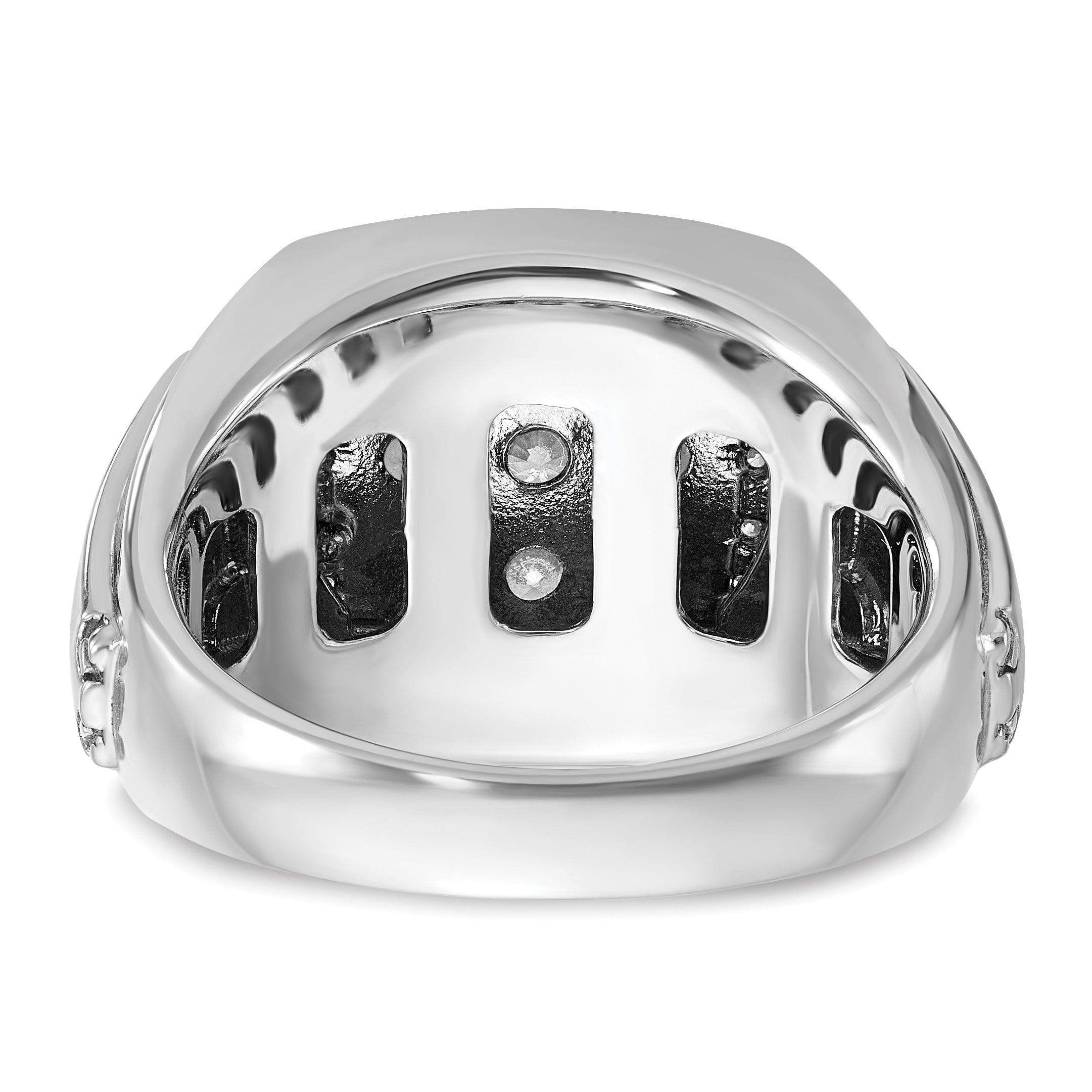 14k White Gold Mens Polished and Satin 1 Carat AA Quality Diamond Square Cluster Halo Ring - Sophia Jewelers