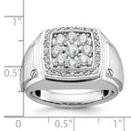 14k White Gold Mens Polished and Satin 1 Carat AA Quality Diamond Square Cluster Halo Ring - Sophia Jewelers