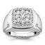 14k White Gold Mens Polished and Satin Square Cluster Halo Ring Mounting, Mounting Only - Sophia Jewelers