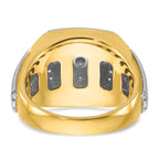 14k Two-tone Mens Polished and Satin Square Cluster Halo Ring Mounting, Mounting Only - Sophia Jewelers