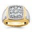 14k Two-tone Mens Polished and Satin 1 Carat AA Quality Diamond Square Cluster Halo Ring - Sophia Jewelers