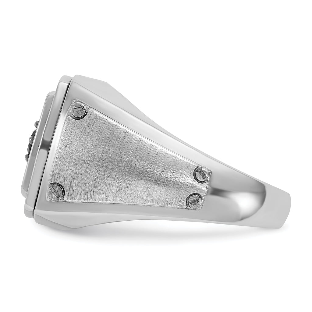 14k White Gold with Black Rhodium Men's Polished and Satin 5/8 Carat Black and White Diamond Ring - Sophia Jewelers
