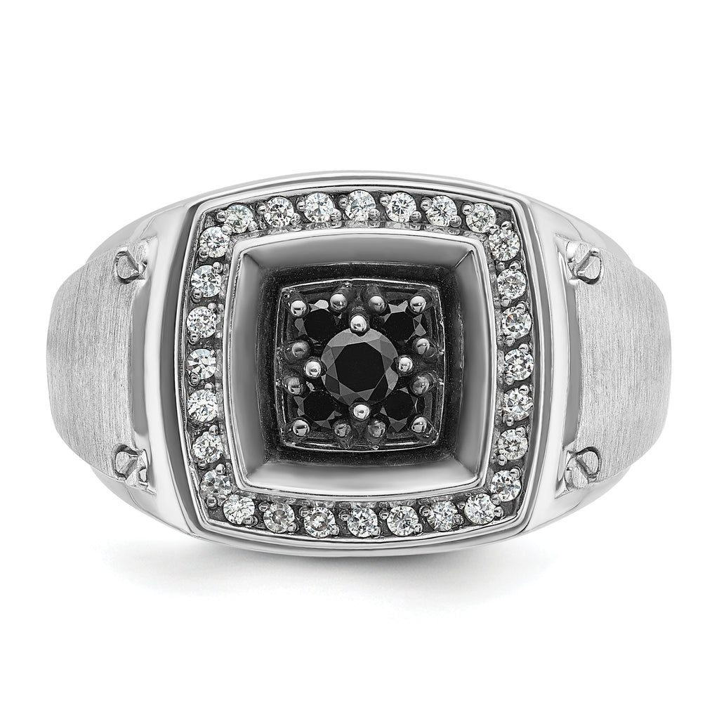 14k White Gold Mens Polished and Satin Ring Mounting, Mounting Only - Sophia Jewelers