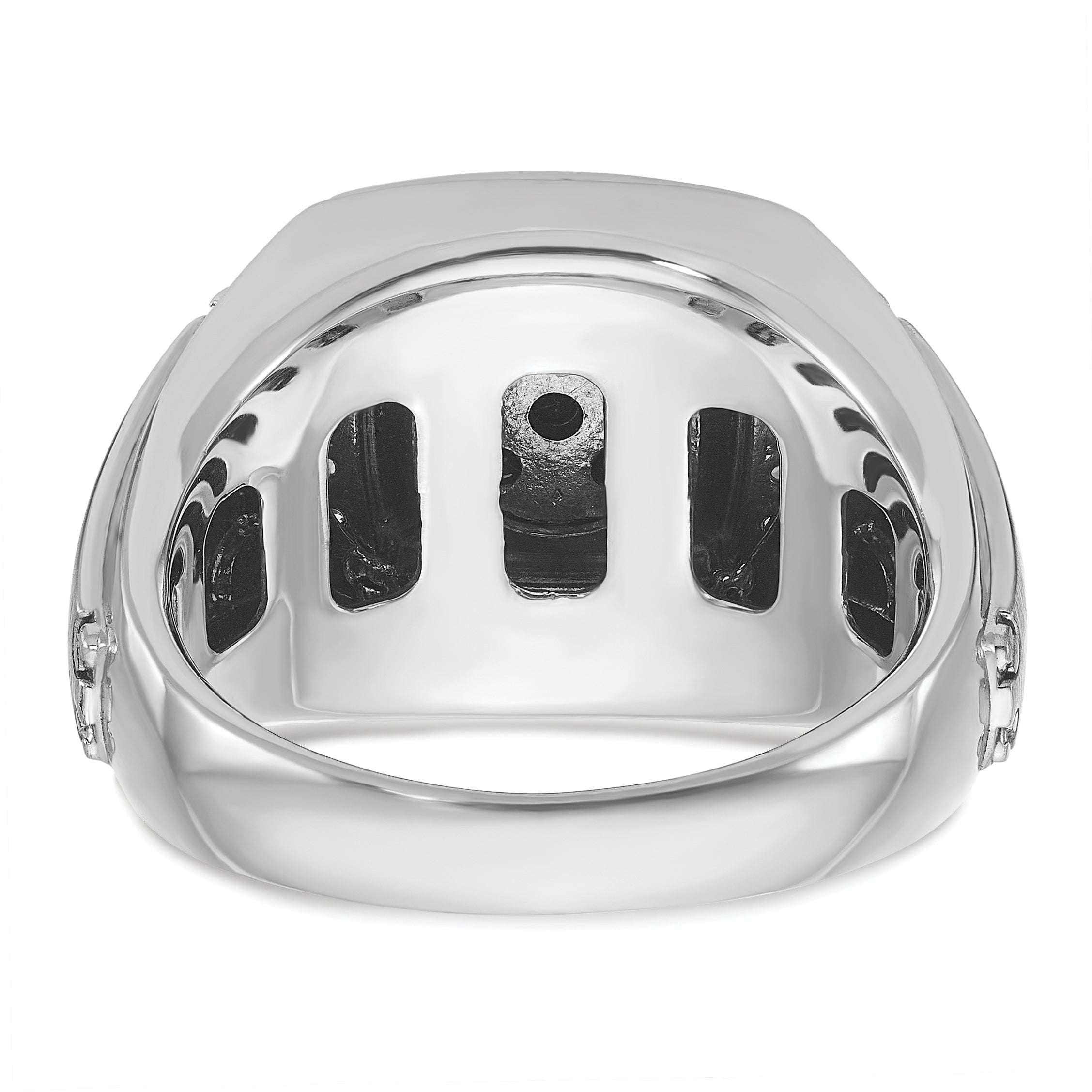 14k White Gold Mens Polished and Satin Ring Mounting, Mounting Only - Sophia Jewelers