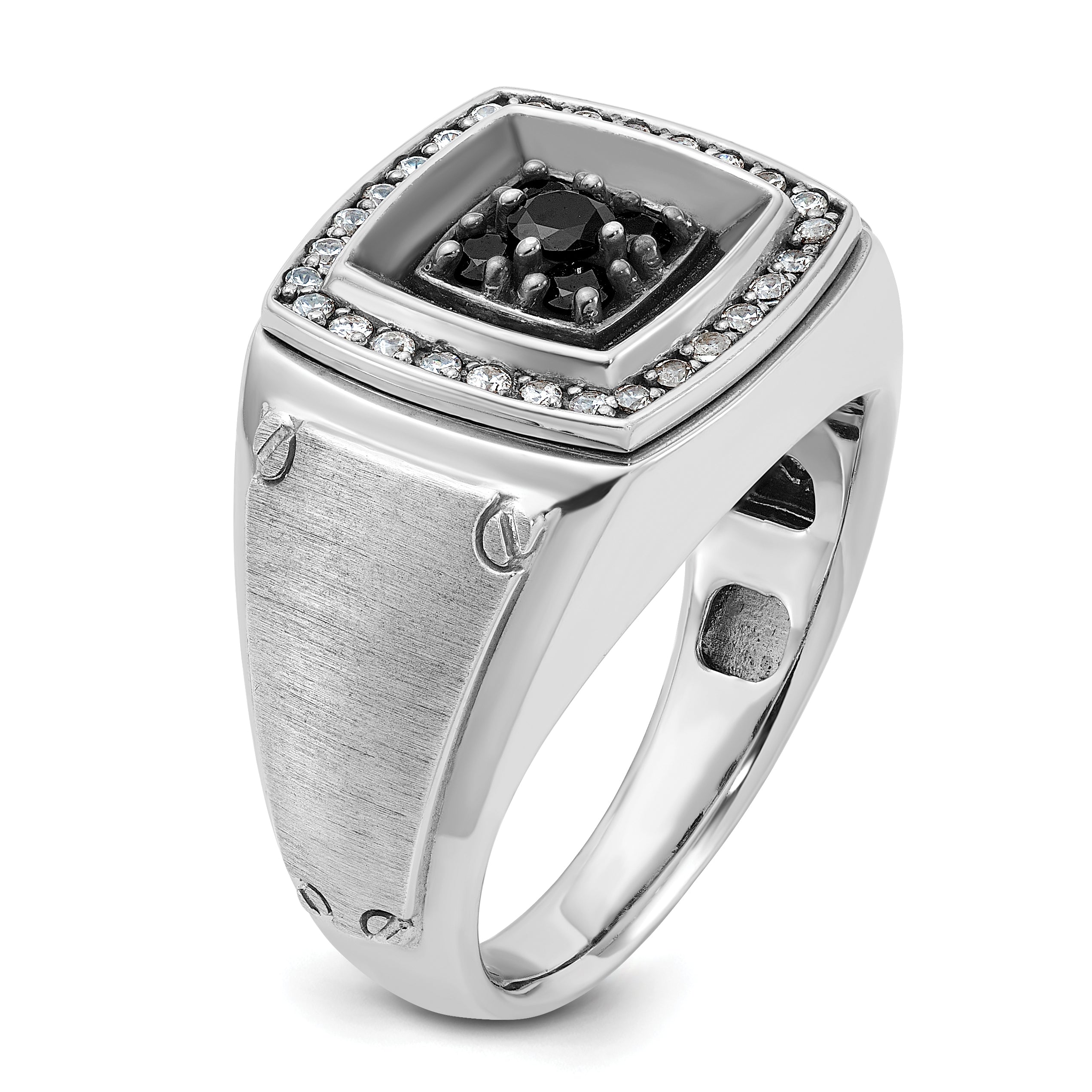 14k White Gold Mens Polished and Satin Ring Mounting, Mounting Only - Sophia Jewelers