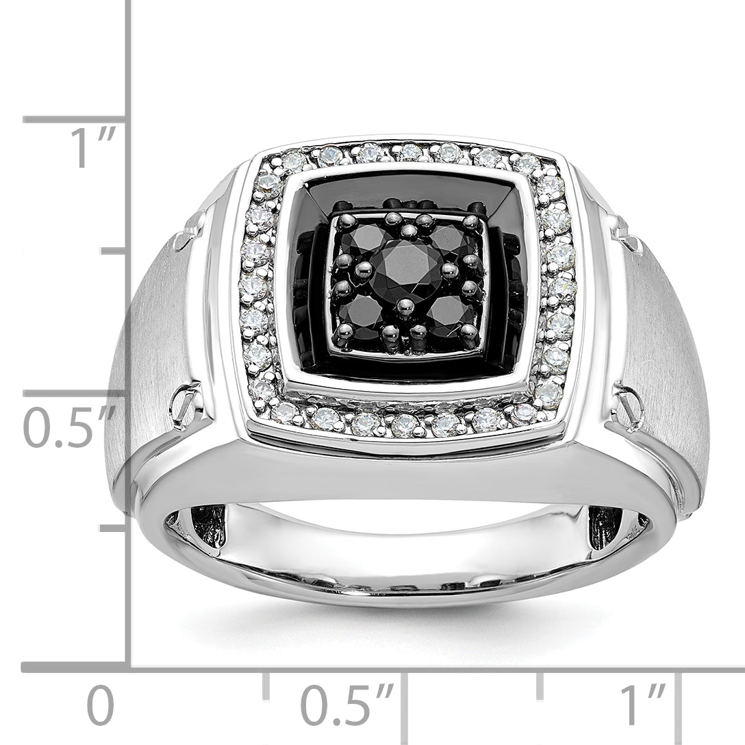 14k White Gold Mens Polished and Satin Ring Mounting, Mounting Only - Sophia Jewelers