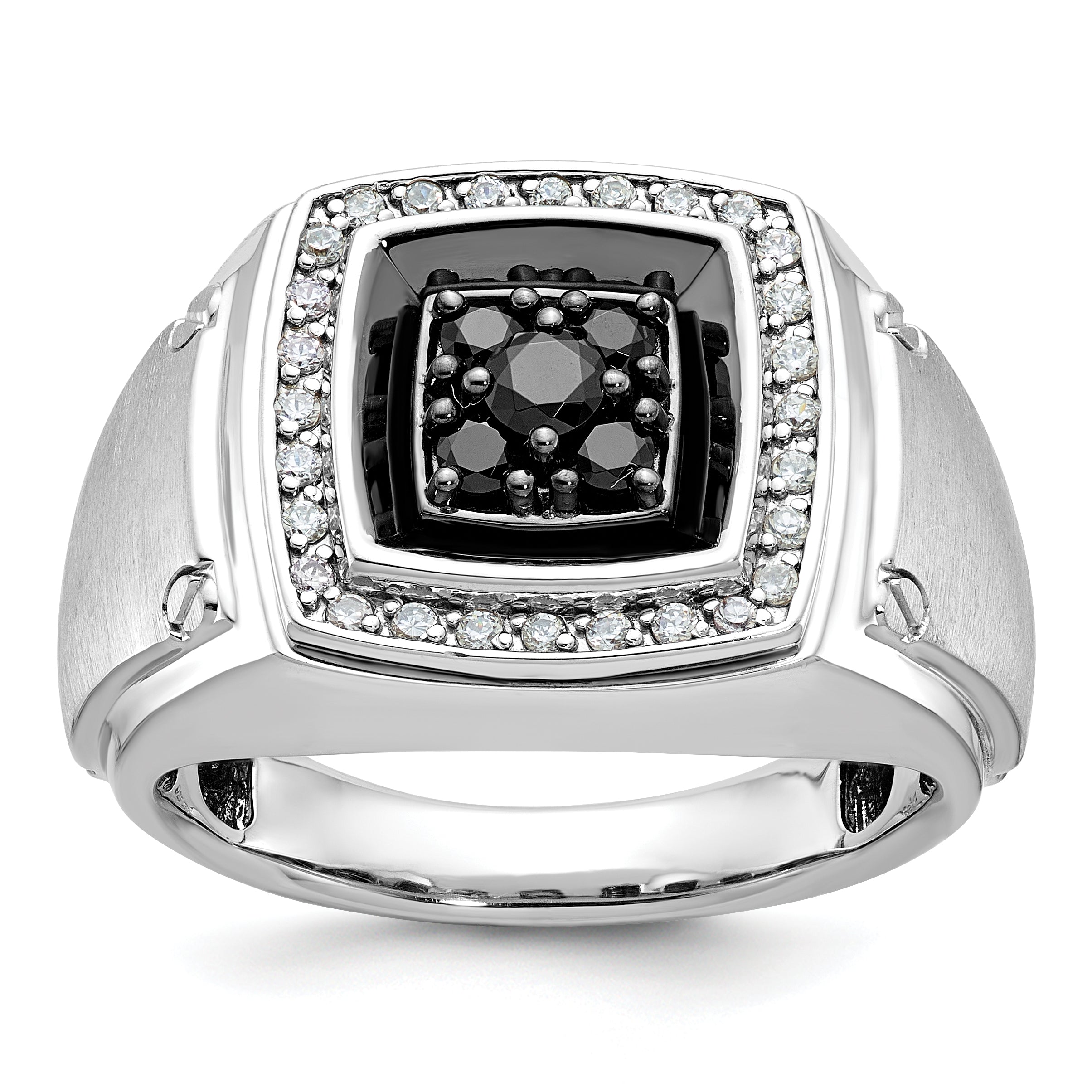 14k White Gold Mens Polished and Satin Ring Mounting, Mounting Only - Sophia Jewelers