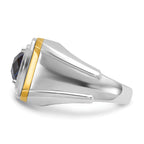 14k Two-tone Men's Polished Gemstone and Diamond Ring Mounting, Mounting Only - Sophia Jewelers