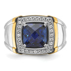 14k Two-tone Men's Polished Gemstone and Diamond Ring Mounting, Mounting Only - Sophia Jewelers