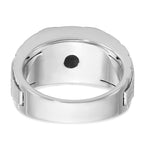 14k White Gold Men's Polished Satin and Textured 7-Stone Ring Mounting, Mounting Only - Sophia Jewelers