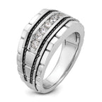 14k White Gold Men's Polished Satin and Textured 7-Stone Ring Mounting, Mounting Only - Sophia Jewelers