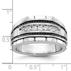 14k White Gold with Black Rhodium Men's Polished Satin and Textured 7-Stone 1/2 Carat AA Quality Dia - Sophia Jewelers