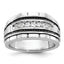 14k White Gold with Black Rhodium Men's Polished Satin and Textured 7-Stone 1/2 Carat AA Quality Dia - Sophia Jewelers