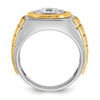 10k Two-tone Men's Polished and Textured Ring Mounting (No Stones Included)