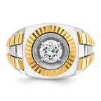 14k Two-tone Men's Polished and Textured Ring Mounting (No Stones Included)