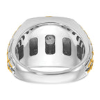 14k Two-tone Men's Polished and Textured Ring Mounting (No Stones Included)