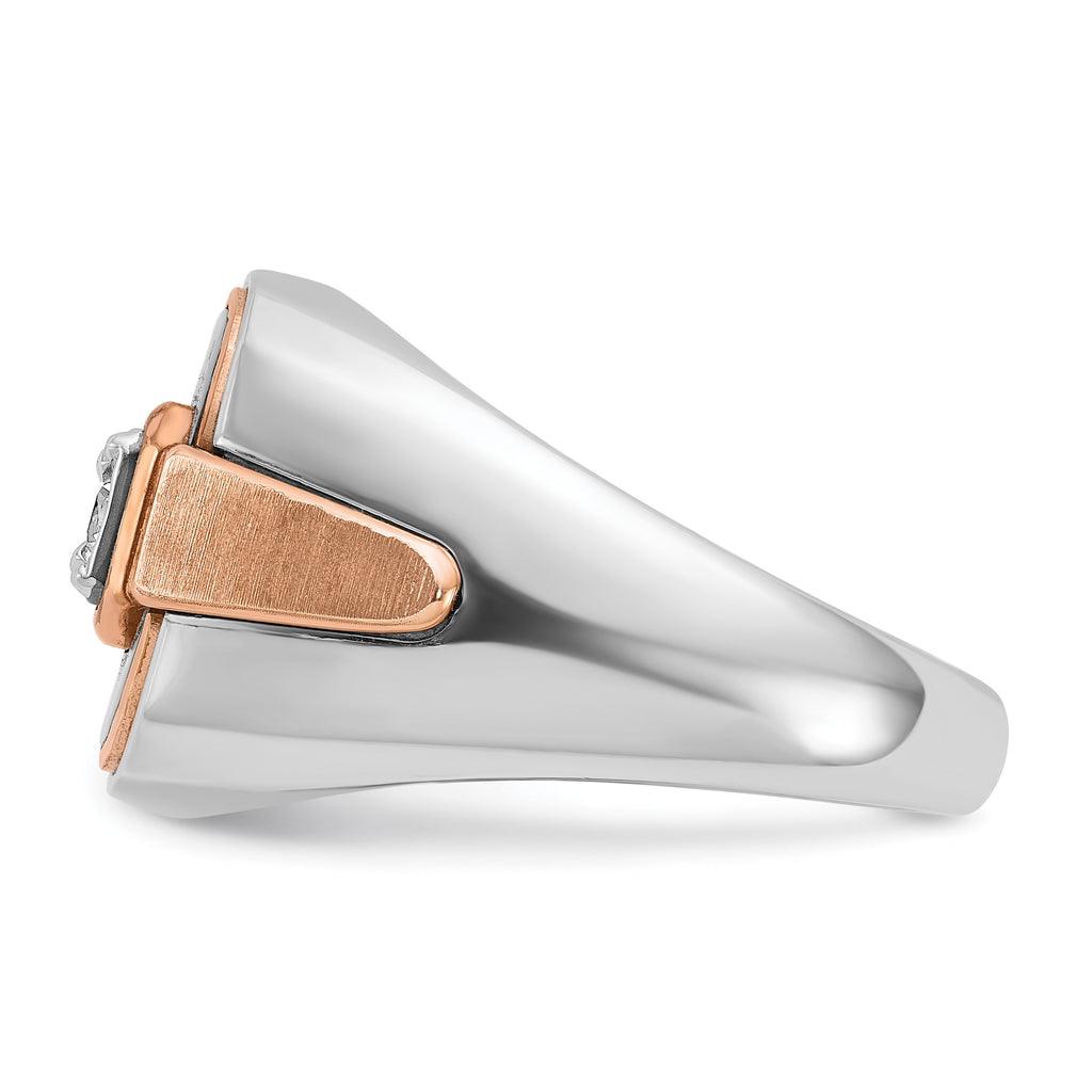 14k White and Rose Gold with Black Rhodium Men's Polished and Satin 1/3 Carat AA Quality Diamond Rin - Sophia Jewelers