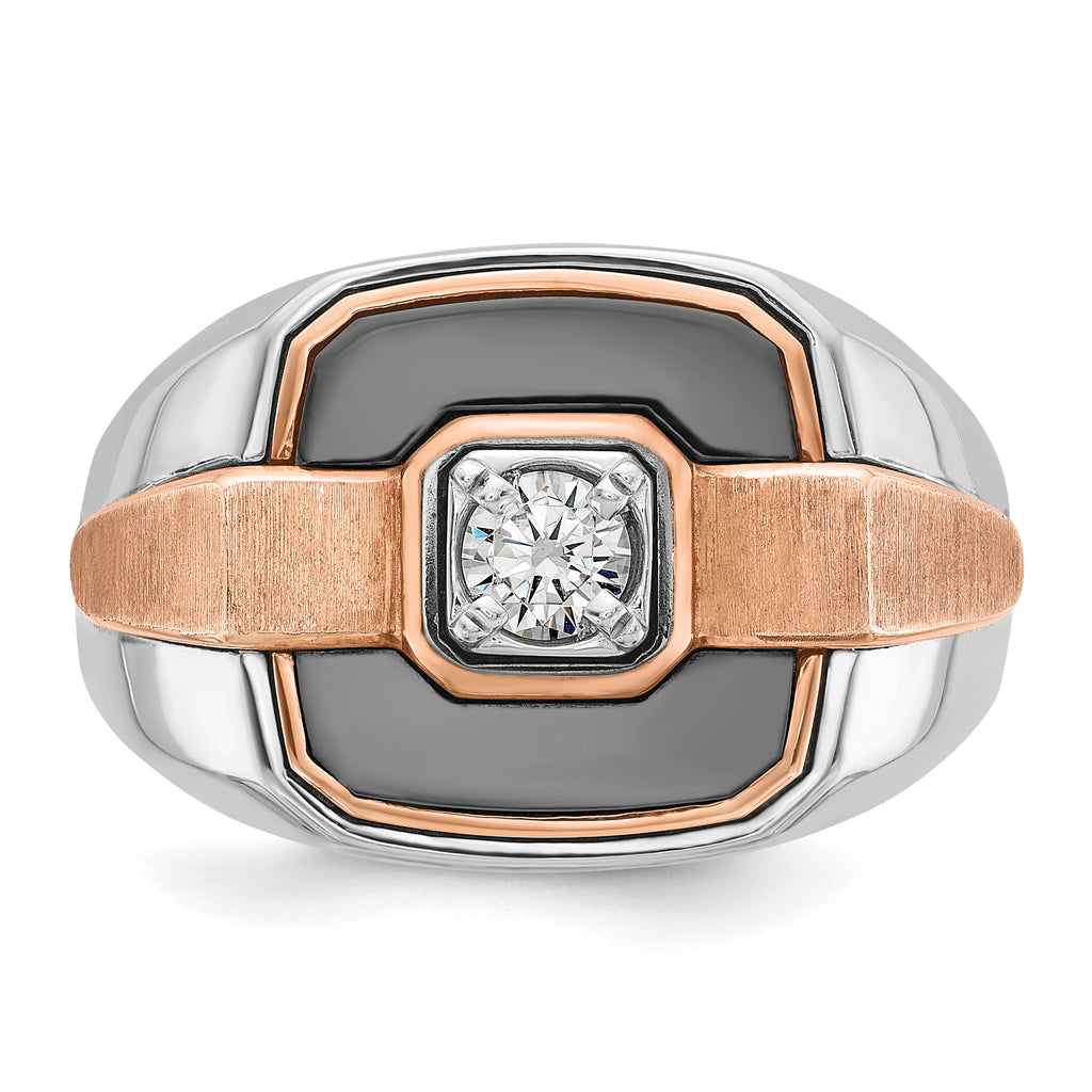 14k White and Rose Gold Mens Polished and Satin Ring Mounting, Mounting Only - Sophia Jewelers