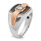 14k White and Rose Gold Mens Polished and Satin Ring Mounting, Mounting Only - Sophia Jewelers