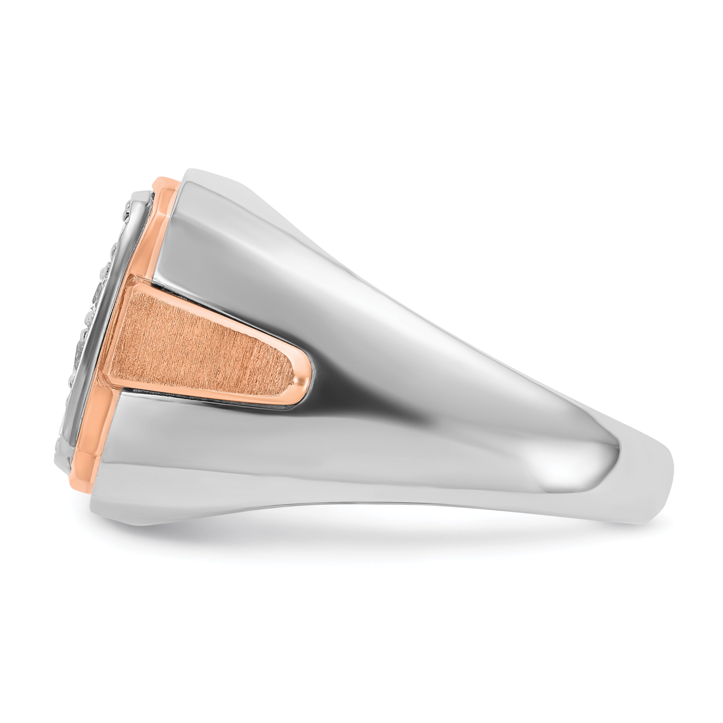 14k White and Rose Gold Men's Polished and Satin 1 Carat AA Quality Diamond Cluster Ring - Sophia Jewelers