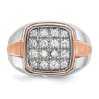 14k White and Rose Gold Men's Polished and Satin 1 Carat AA Quality Diamond Cluster Ring - Sophia Jewelers