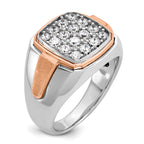 14k White and Rose Gold Men's Polished and Satin 1 Carat AA Quality Diamond Cluster Ring - Sophia Jewelers