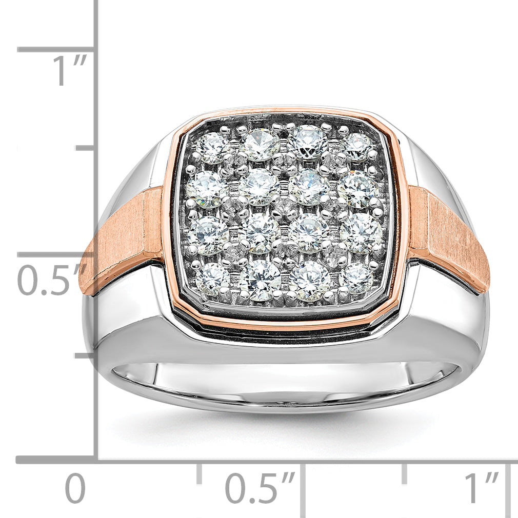 14k White and Rose Gold Men's Polished and Satin Cluster Ring Mounting, Mounting Only Secondary image