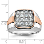 14k White and Rose Gold Men's Polished and Satin 1 Carat AA Quality Diamond Cluster Ring - Sophia Jewelers