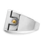 14k Two-tone with Black Rhodium Men's Polished and Grooved 5-Row 1 3/4 Carat AA Quality Diamond Clus - Sophia Jewelers