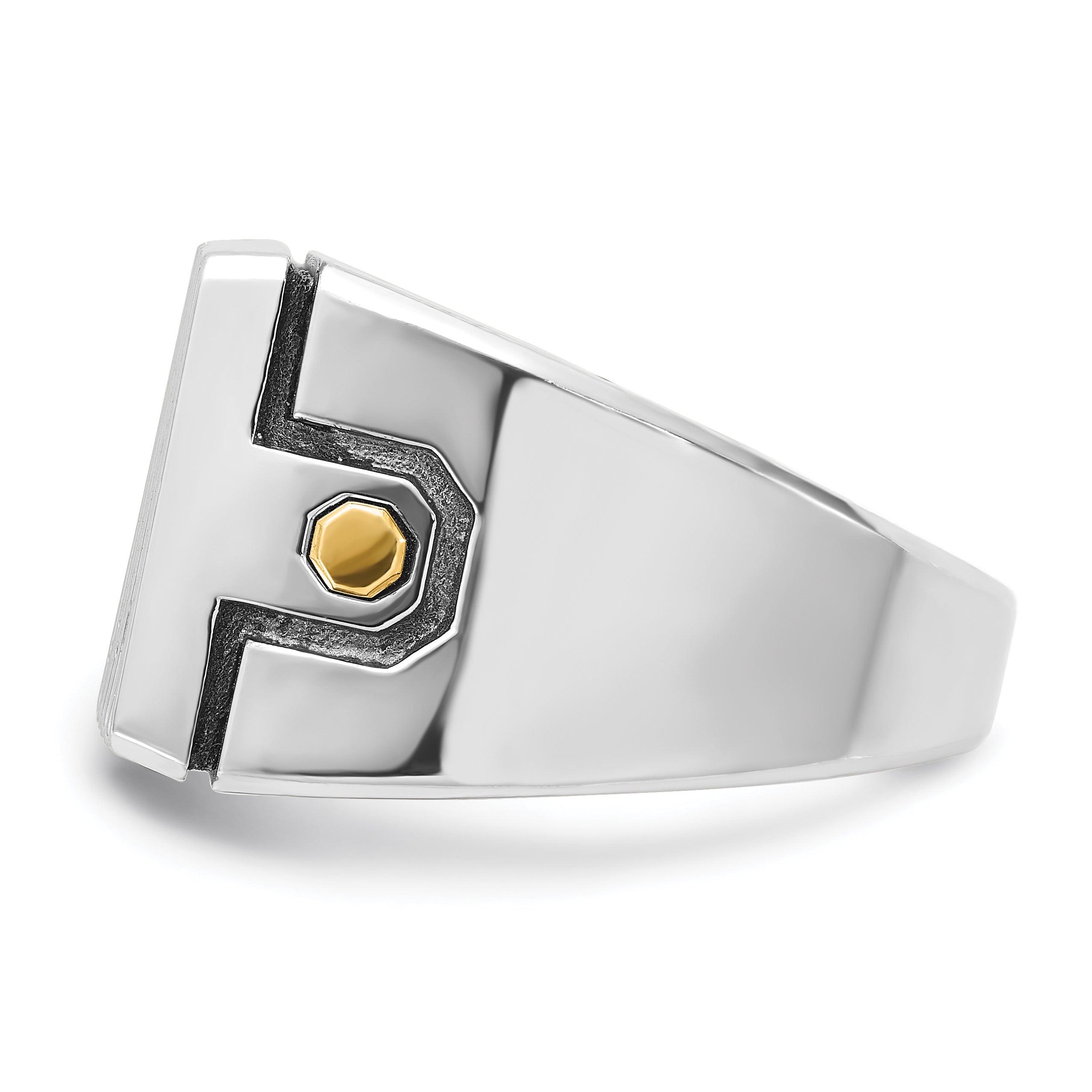 14k Two-tone with Black Rhodium Men's Polished and Grooved 5-Row 1 3/4 Carat AA Quality Diamond Clus - Sophia Jewelers