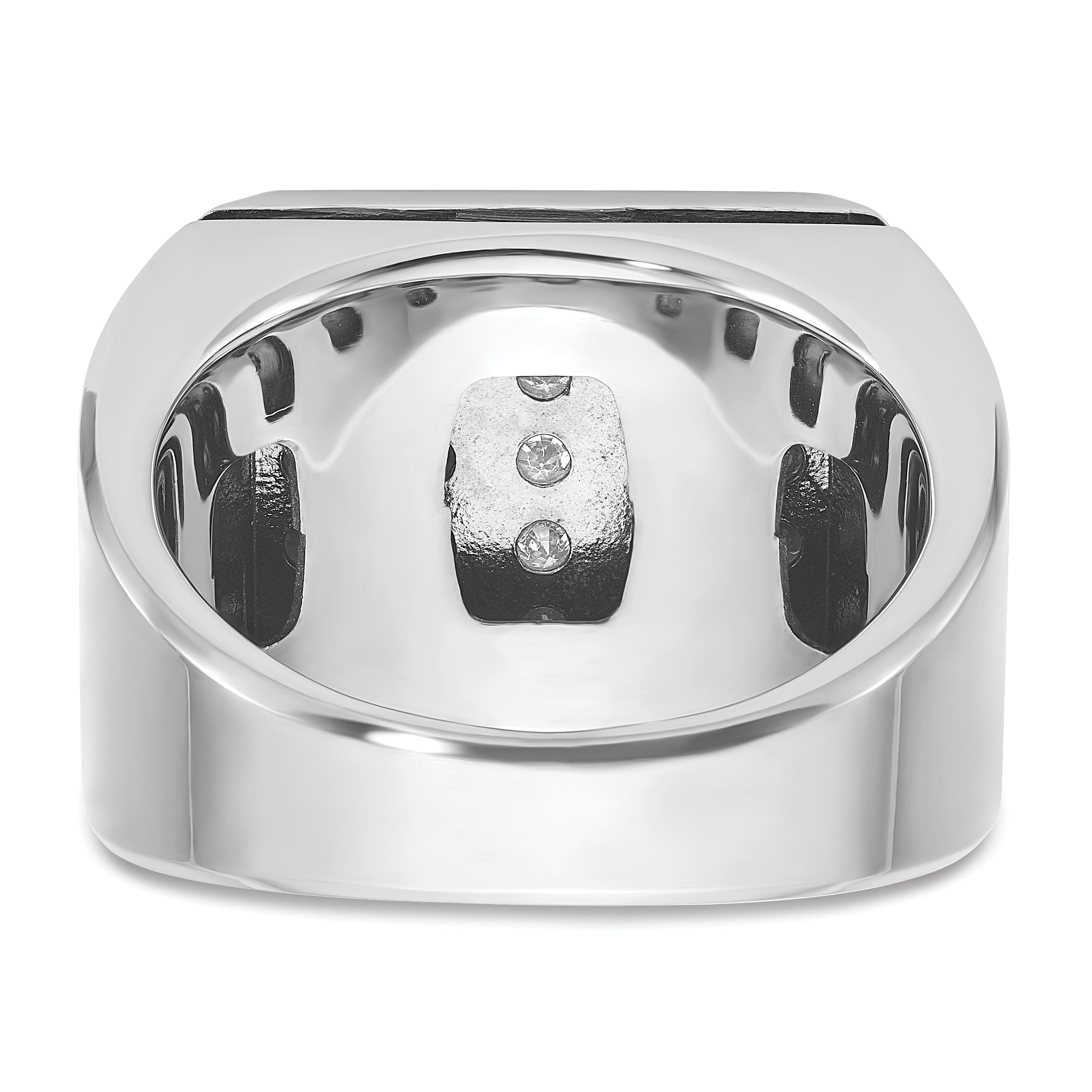 14k Two-tone with Black Rhodium Men's Polished and Grooved 5-Row 1 3/4 Carat AA Quality Diamond Clus - Sophia Jewelers