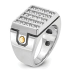 14k Two-tone Men's Polished and Grooved 5-Row Cluster Ring Mounting, Mounting Only - Sophia Jewelers