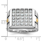 14k Two-tone with Black Rhodium Men's Polished and Grooved 5-Row 1 3/4 Carat AA Quality Diamond Clus - Sophia Jewelers
