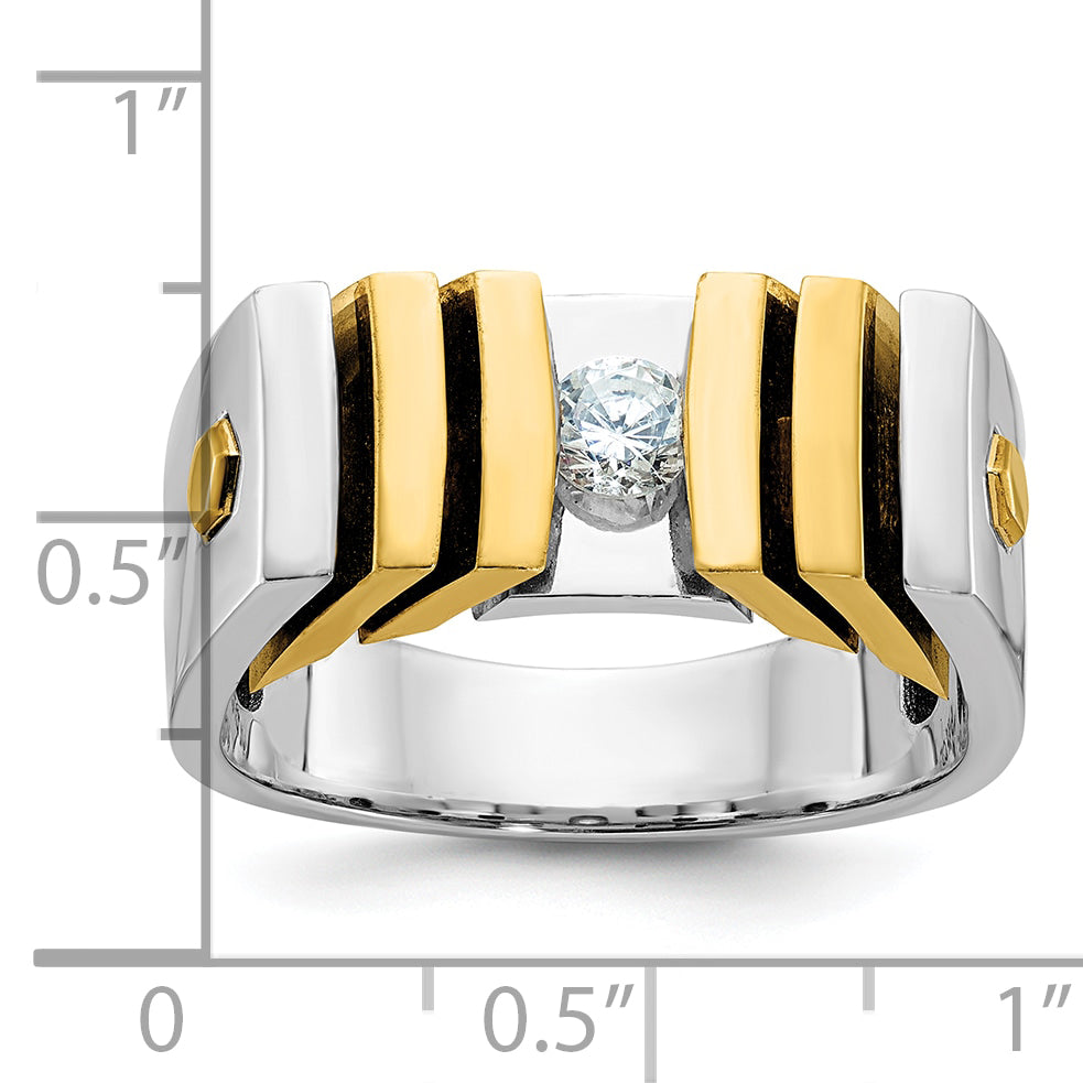 14k Two-tone Mens Diamond Ring Mounting, Mounting Only - Sophia Jewelers