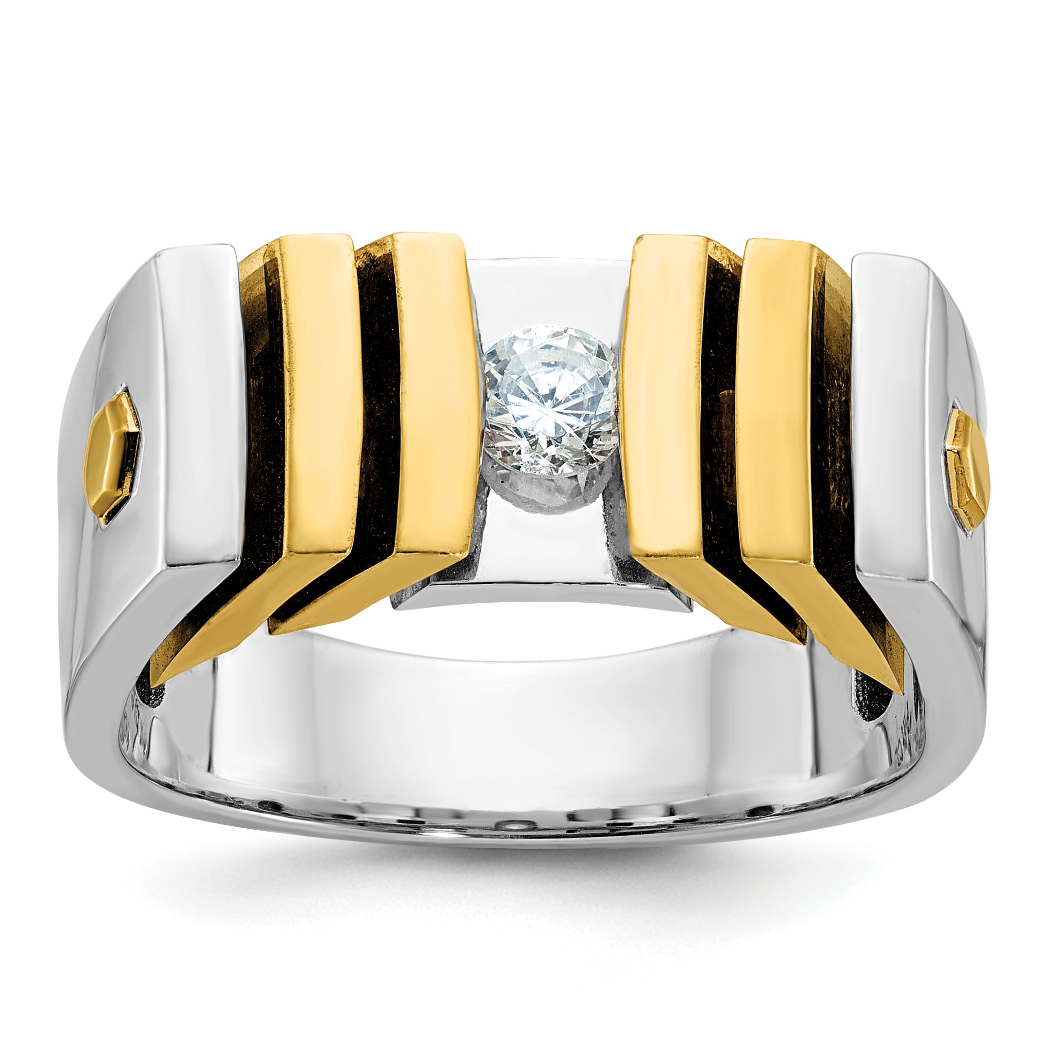 14k Two-tone Mens Diamond Ring Mounting, Mounting Only - Sophia Jewelers