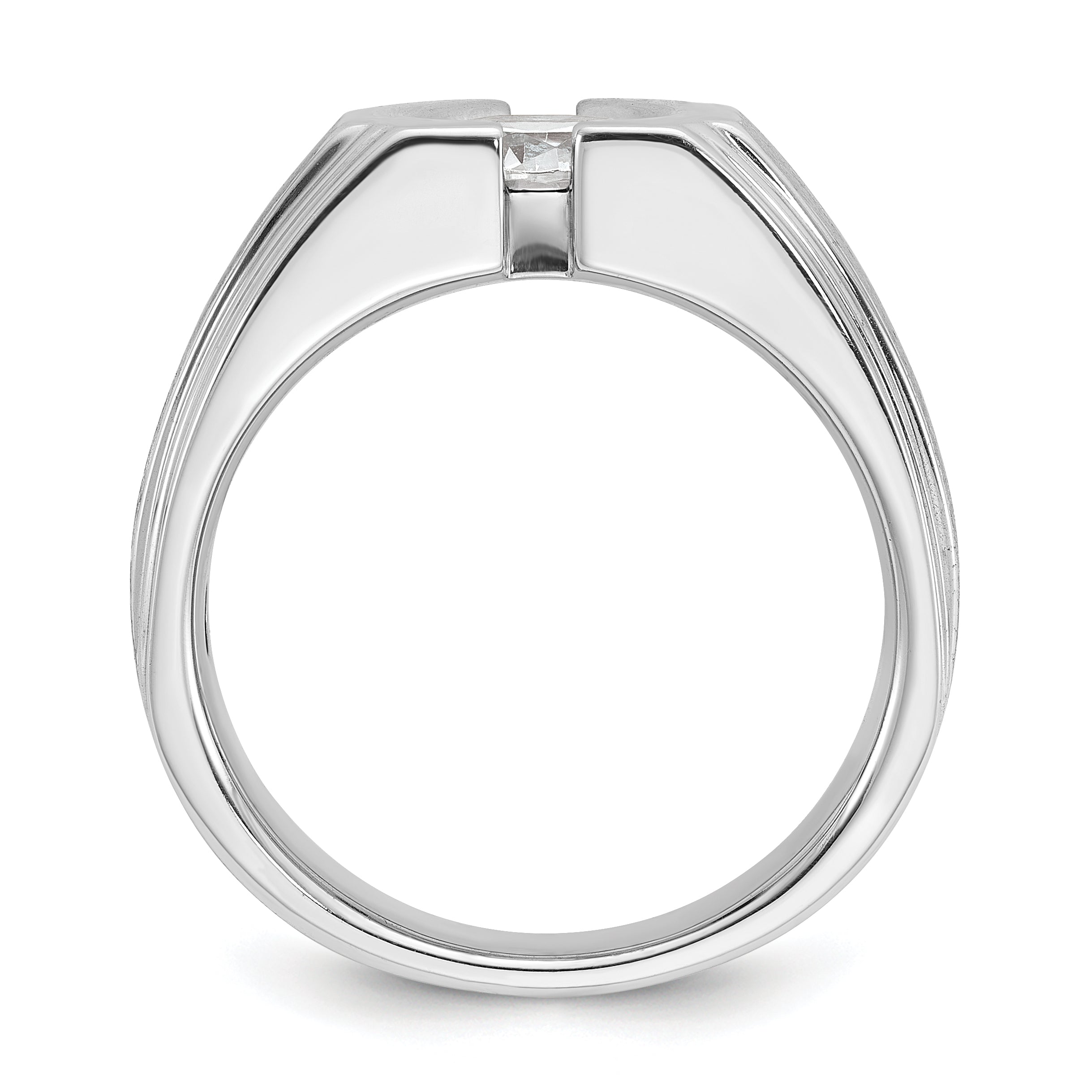 14k White Gold Men's Polished and Satin Diamond Ring Mounting (No Stones Included) Secondary image