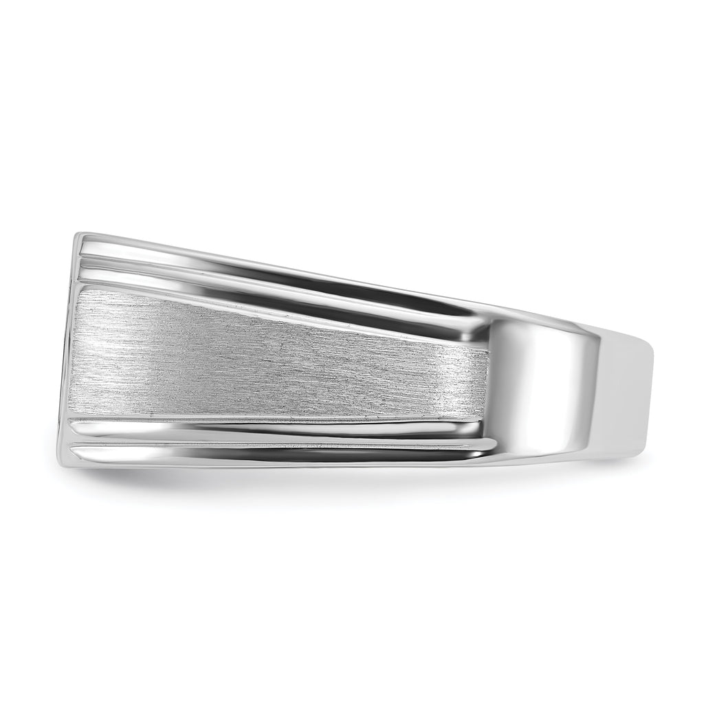 14k White Gold Men's Polished and Satin Diamond Ring Mounting (No Stones Included)