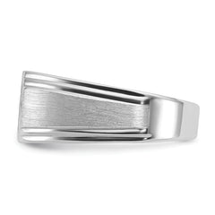 14k White Gold Men's Polished and Satin Diamond Ring Mounting (No Stones Included)