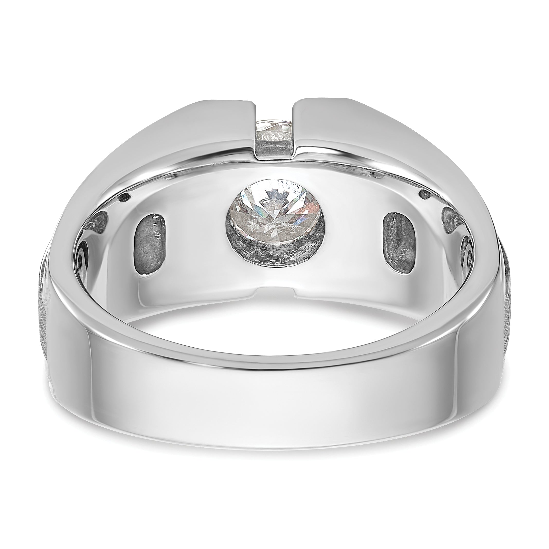 14k White Gold Men's Polished and Satin Diamond Ring Mounting (No Stones Included)
